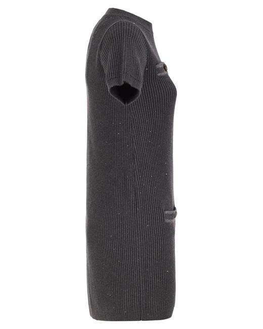 Brunello Cucinelli Black Round Neck Short Sleeve Dress