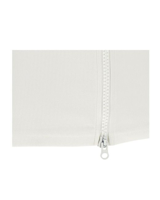 Courreges White Ribbed-Knit Zip-Up Tank Top