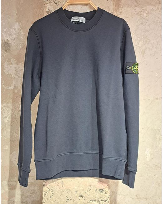 Stone Island Blue Compass Patch Crewneck Sweatshirt for men