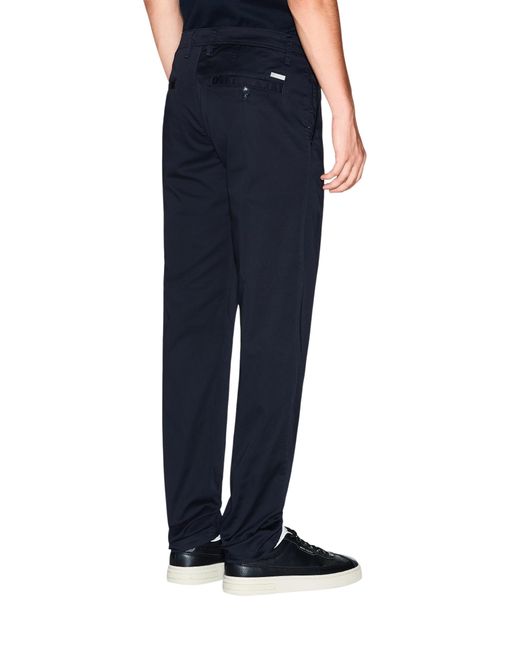 ARMANI EXCHANGE Blue Satin Stretch Trousers for men