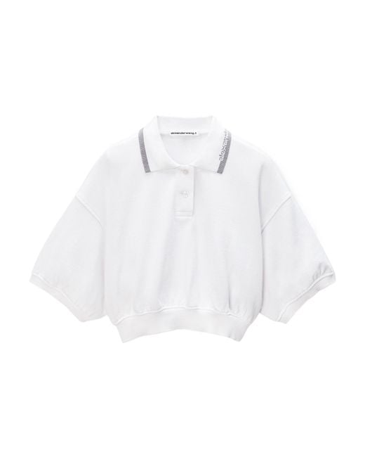 Alexander Wang White T By Cropped Polo Shirt