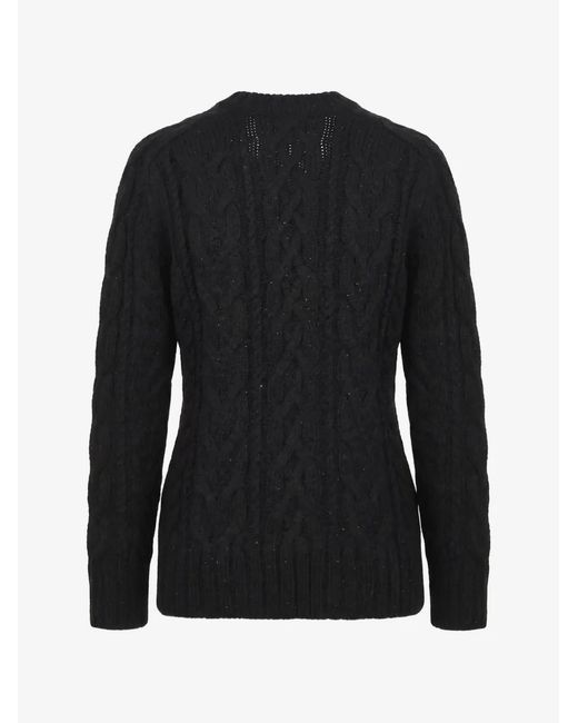 P.A.R.O.S.H. Black Sequin-Embellished Cable-Knit Sweater