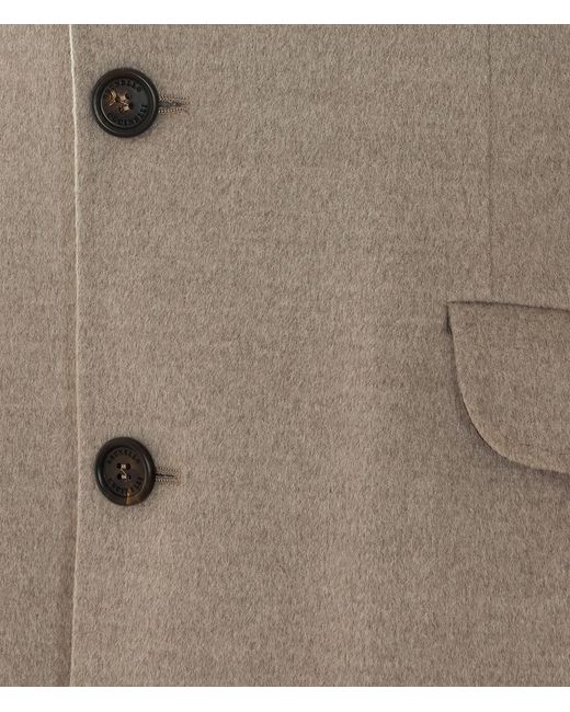 Brunello Cucinelli Natural Single Breasted Button-Up Coat for men