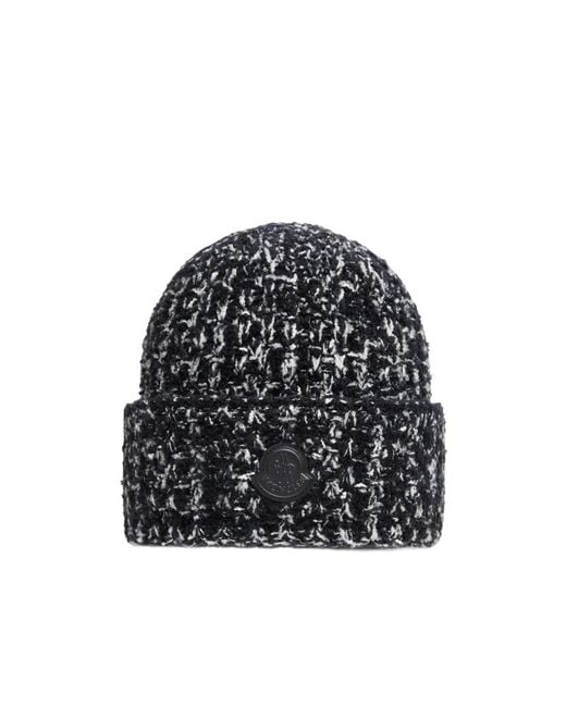 Moncler Black Wool Cotton Blend Beanie