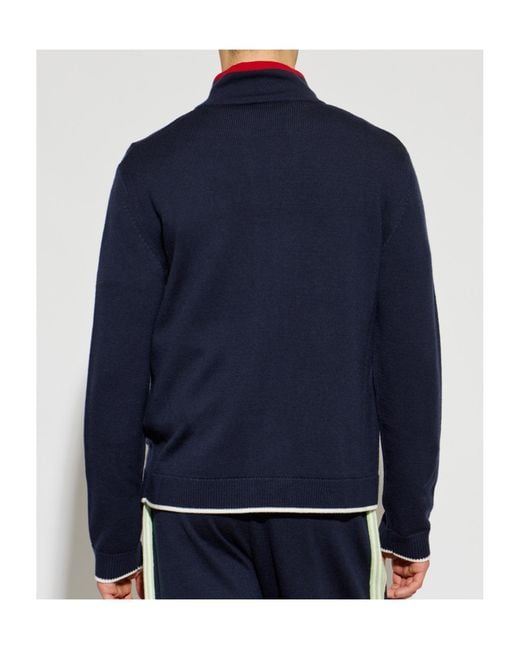 Casablanca Blue Logo-Embroidered Zip-Up Cardigan for men