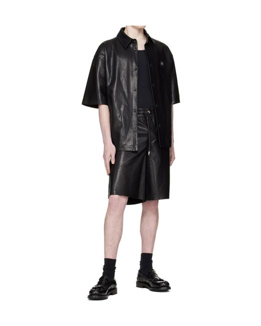 Amiri Black Ma Oversized Collared Leather Shirt for men