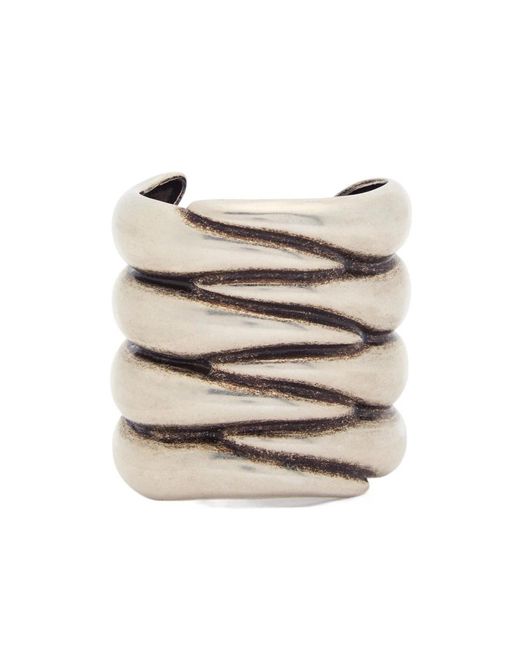 Khaite White Antique Sculpted Palladium-Plated Cuff