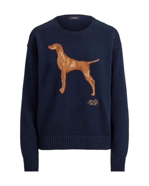 Polo Ralph Lauren Blue Intarsia-Knit Long-Sleeve Sweater