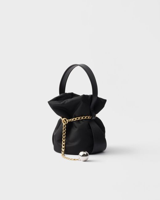 Prada Black Petit Sac Noir Mini Re-Nylon And Nappa Leather Bucket Bag
