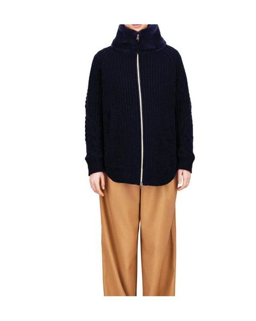 Herno Blue Knitted Fur Coat
