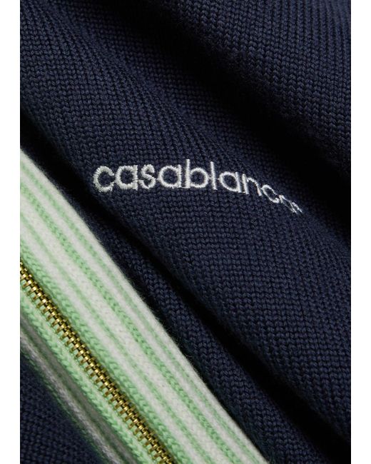 Casablanca Blue High-Neck Striped Jacket for men