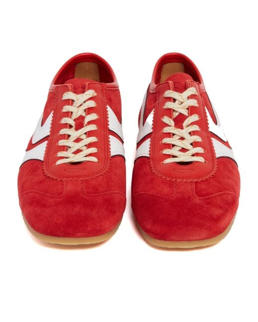 Dries Van Noten Red Panelled Low-Top Sneakers for men
