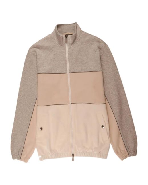 Eleventy Natural Panelled Zip Sweater for men