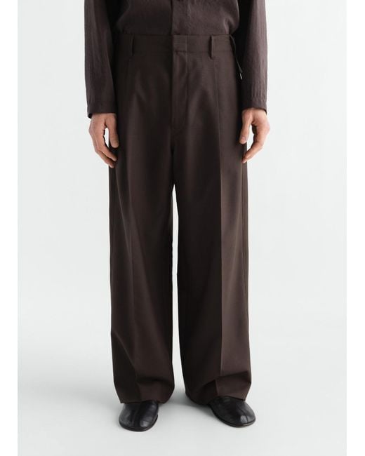 Lemaire Brown Single-Pleat Tailored Pants for men
