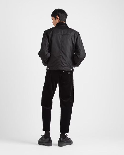 Prada Blue Triangle Logo Corduroy Trousers for men