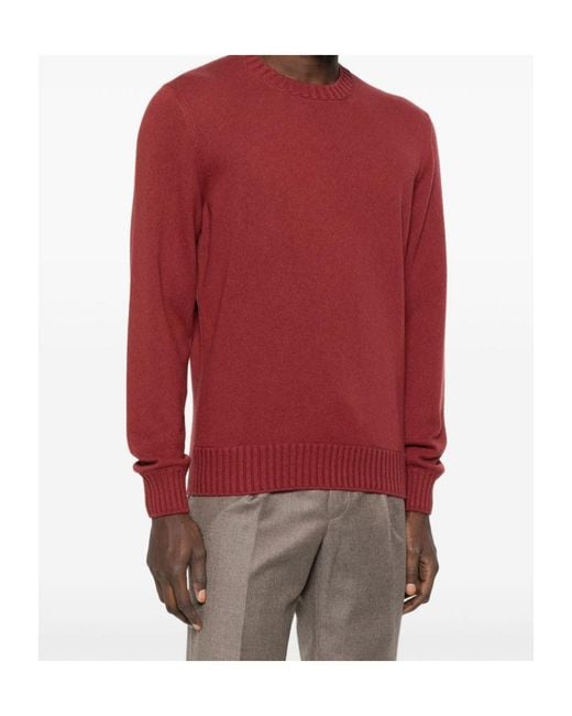 Gran Sasso Red Crewneck Knitted Jumper for men