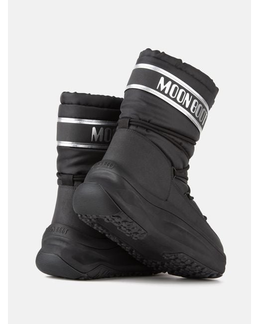 Moon Boot Black Drawstring Platform Snow Boots for men