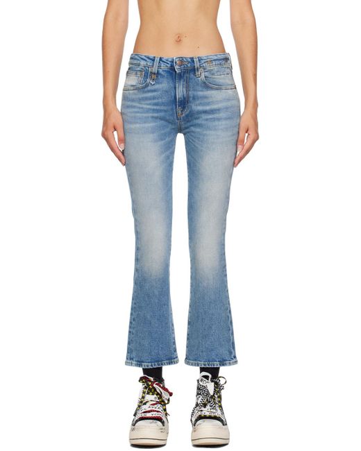 R13 Blue Mid-Rise Flared Jeans