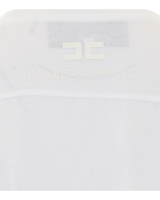 Elisabetta Franchi White Crewneck Short-Sleeved T-Shirt