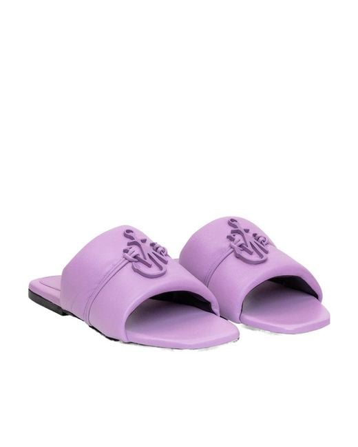 J.W. Anderson Purple Logo Slippers