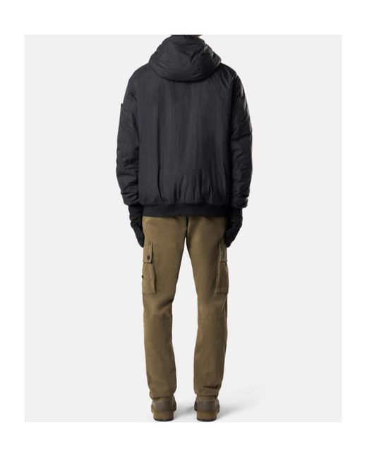Stone Island Blue Logo Patch Zip-Up Hooded Jacket for men