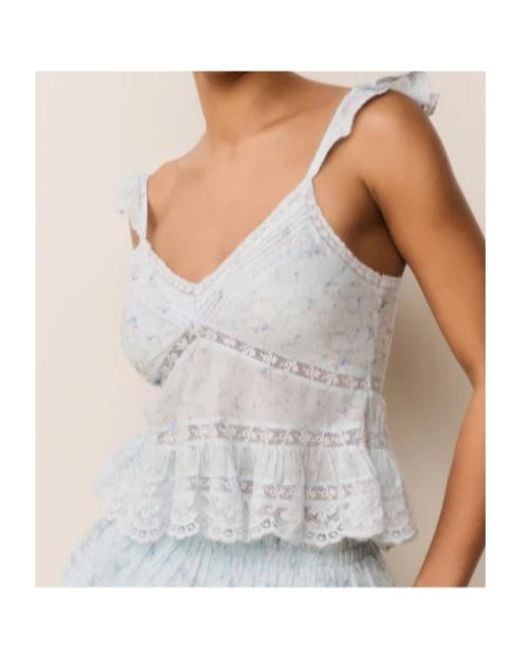 LoveShackFancy White Lainie Ruffled Lace Top
