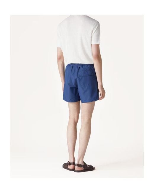 Loro Piana Blue Elastic Waist-Edge Beach Shorts for men