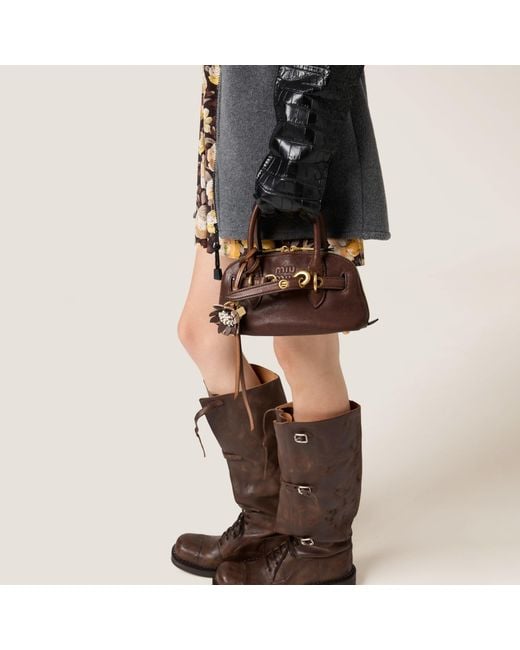 Miu Miu Brown Aventure Mini Nappa Leather Bag