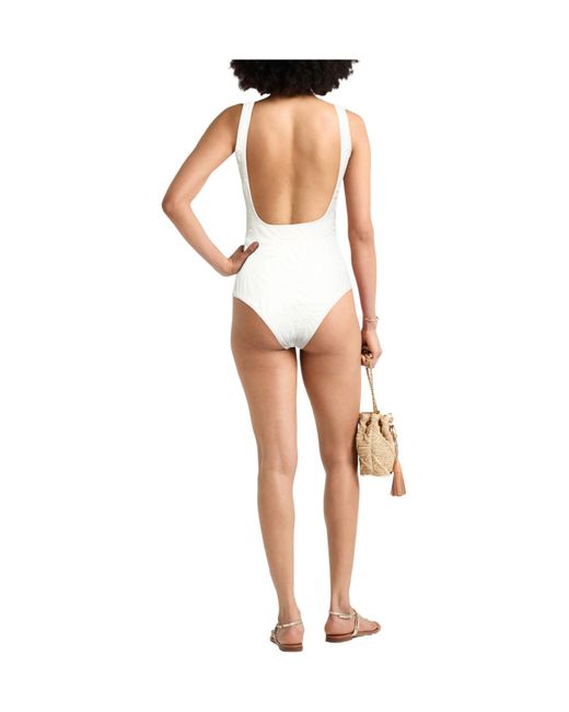 Farm Rio White Solid-Color Swimsuit