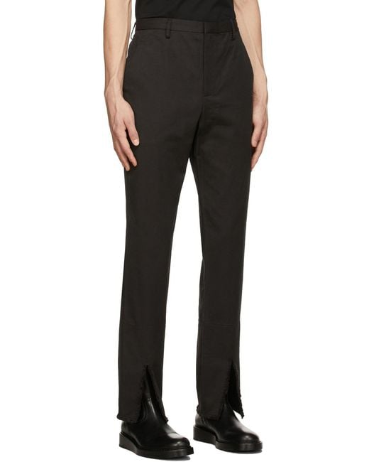 Dion Lee Black Split Fray-Trim Trousers for men