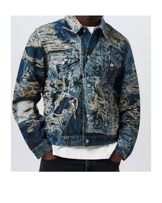 Acne Blue Printed Denim Jacket for men
