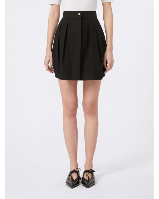 Max Mara Black Short Cotton Twill Skirt