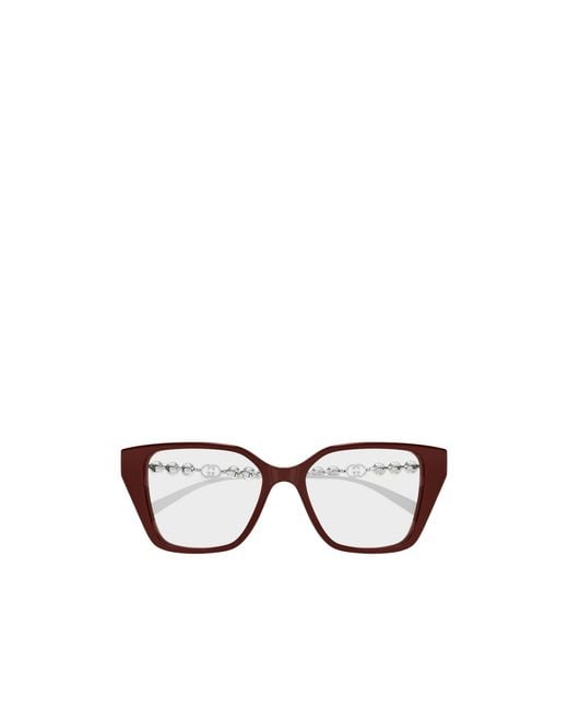 Gucci Metallic Eyewear Cat Eye Frame Glasses