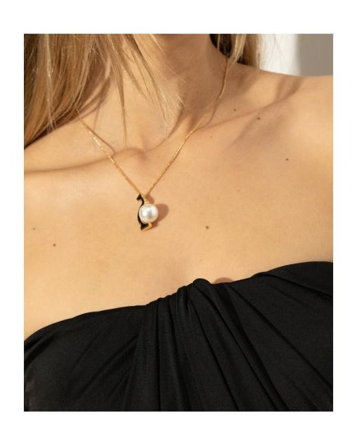 Ferragamo White Ferragamo Embellished Pendant Necklace