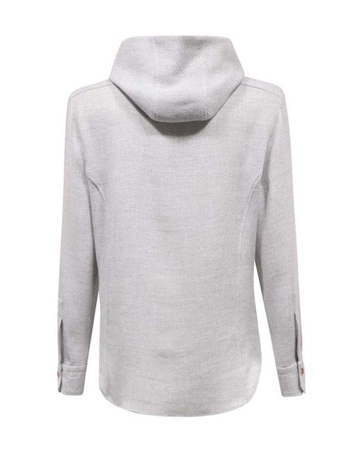 Kiton Gray Hooded Shirt for men