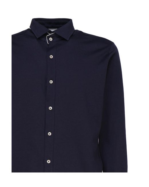 Eleventy Blue Long-Sleeved Button-Up Shirt for men