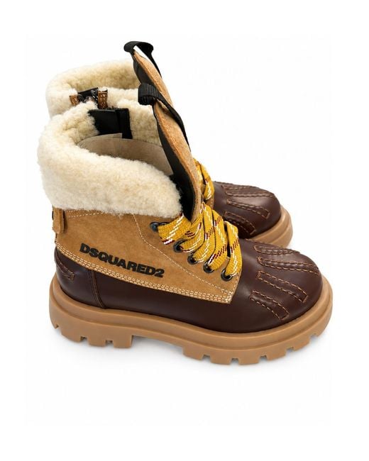 DSquared² Brown Round-Toe Ankle Boots