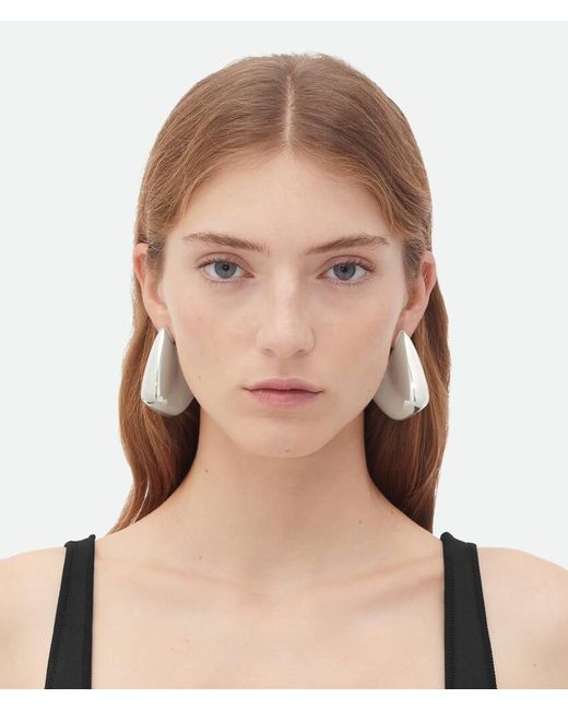 Bottega Veneta White Large Fin Earrings