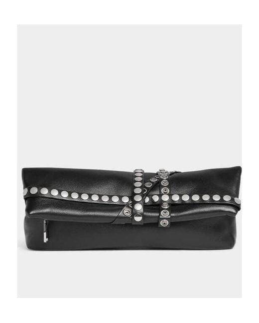 DSquared² Black Allover Studs Clutch Bag