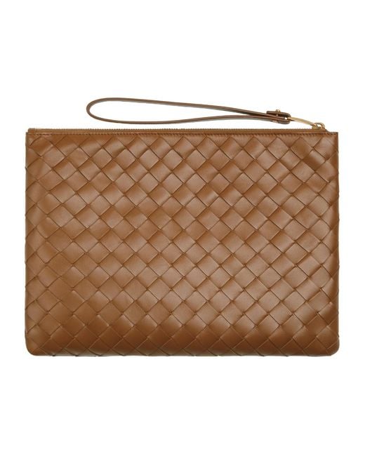 Bottega Veneta Brown Medium Intreciato Knitted Flat Clutch