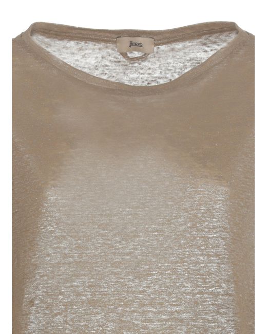 Herno Gray Neckline Bat-Sleeved Top