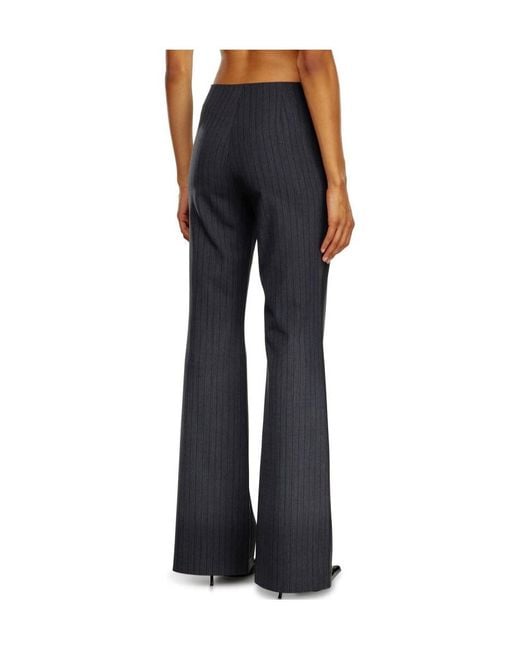 DIESEL Black P-Olaris Front Coated Pinstripe Pants