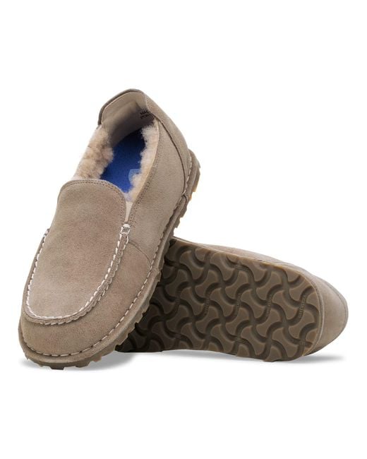 Birkenstock Gray Utti Shearling Suede Loafers