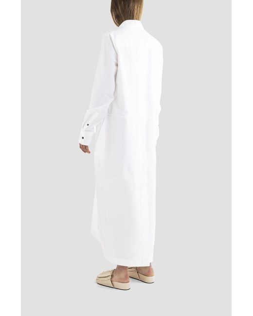Jil Sander White Long-Sleeved Buttoned Mini Shirt Dress
