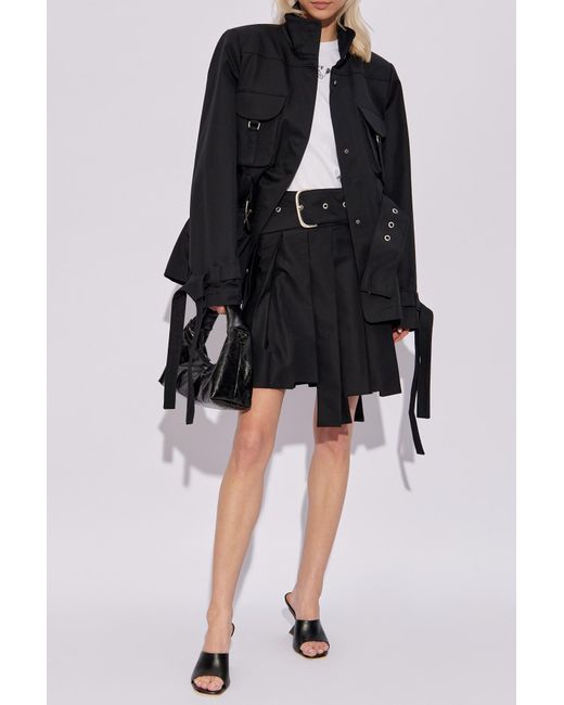 Off-White c/o Virgil Abloh Black Asymmetric Hem Pleated Mini Skirt