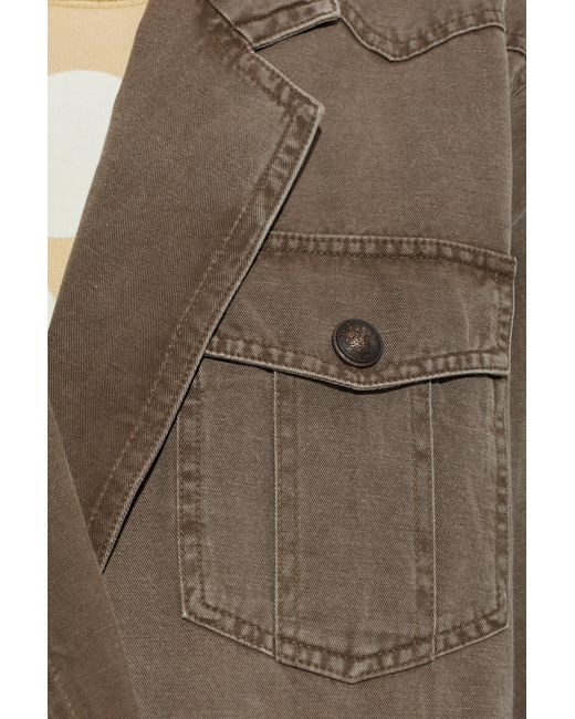 Isabel Marant Brown Double-Breasted Long-Sleeved Denim Jacket