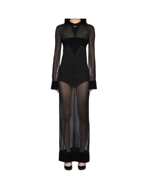 Jean Paul Gaultier Black Long-Sleeves Knitted Maxi Dress