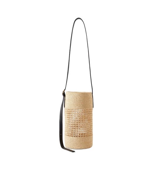 Khaite Metallic Open-Weave Raffia Bucket Bag