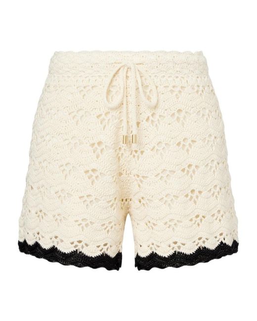 Zimmermann Natural Rhiannon Crochet Cotton Shorts