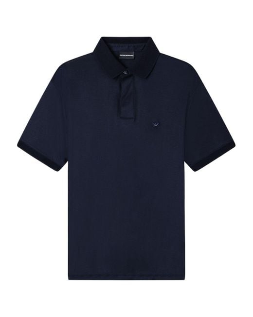 Emporio Armani Blue Logo-Embroidered Polo Shirt for men